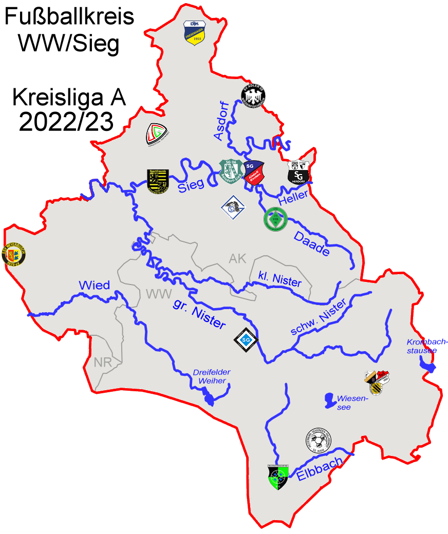 Landkarte Kreisliga A 22-23